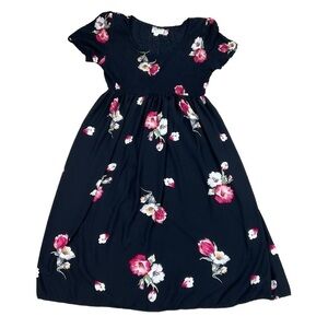 Vintage Jeffrey & Dara by Linda Hutley Floral dress Size 12 Rayon Shoulder Pads